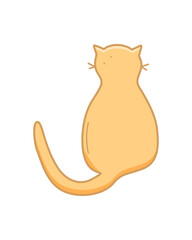 Cute cartoon cat is sits. Vector doodle illustration of a funny pet cat. Isolate on white.