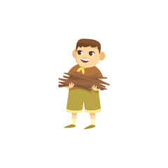 set of children's scout day poses cartoon