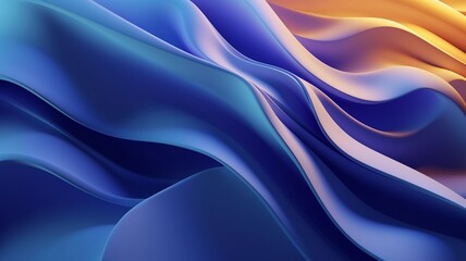 3D abstract background of blue and yellow wavy lines in luxury texture style