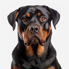 Obraz premium Close-up of a rottweiler dog against a white background.
