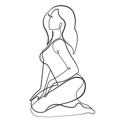Female Silhouette Continuous One Line Drawing. Woman Body Black Sketch on White Line Art Illustration. Female Figure Abstract Minimal Silhouette for Modern Design. Vector EPS 10