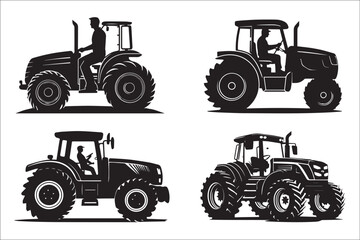 Black Tractor Silhouette: Nostalgic Farming Charm
Rural Agriculture Icons: Classic Tractor Silhouettes
Harvest Time Essentials: Farm Tractor Vector Set
Country Life Collection: Rustic Tractor