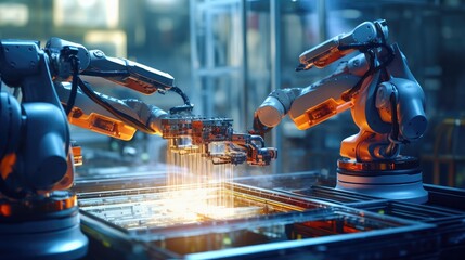 Industrial Robots Performing Automated Welding Tasks