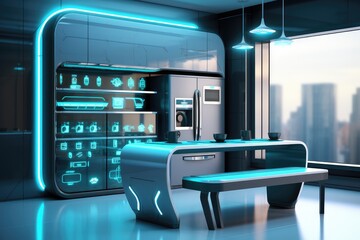 Sleek Futuristic Kitchen with Smart Appliances