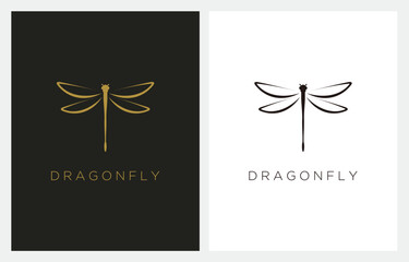 Beautiful Elegant Dragonfly Gold Color logo design inspiration