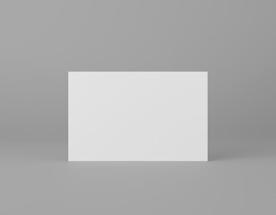Blank white business name card mockup on grey background, Front view, 3D rendering
