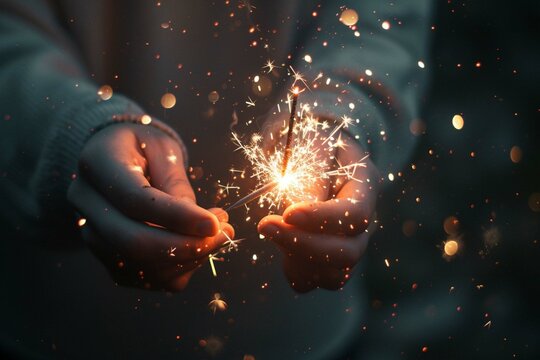 Hand drawn image of crop person with burning sparkler