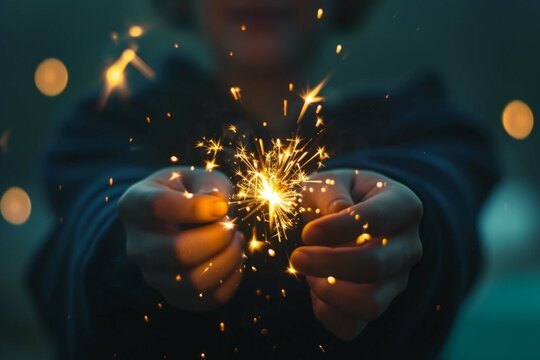 Hand drawn image of crop person with burning sparkler