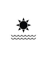 sun with sea icon, vector best flat icon.