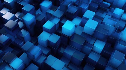 Abstract 3D Blue Cubes Background