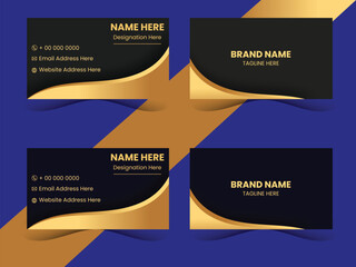 Gradient golden luxury horizontal business card template
