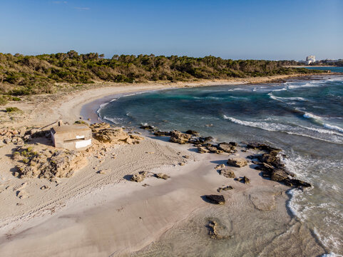 Es Peregons Petits beach, Punta de Sa Llova, Parque Natural Marinoterrestre Es Trenc-Salobrar de Campos, Colonia de Sant Jordi, Ses Salines, Mallorca, Balearic Islands, Spain
