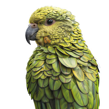 kakapo parrot isolated on transparent background, png