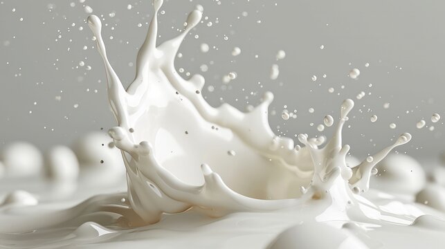 Splash of milk with clipping path. 3D illustration, milk, liquid, drink, splashing, motion, dairy, beverage, cream, white, fresh, food, freshness, drop, Gen AI