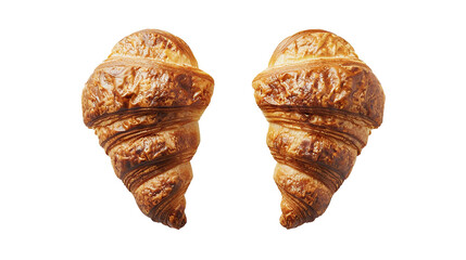 Two croissants isolated on transparent background 