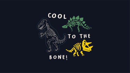 cool to the bone dinosaur design vector illustration ready for print on t-shirt. © fathurdavega
