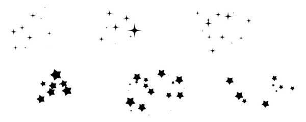 Shooting Star Black. Shooting star with an elegant star trail on a white background. Festive star sprinkles, powder. Vector png.	
