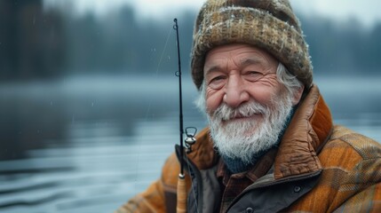 Fisherman at the Quiet Lakeshore