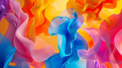 Stickers pour porte Ondes fractales abstract background with colorful flowing liquid, 3d rendering, computer digital illustration