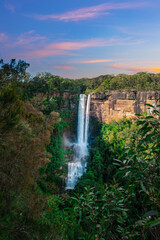 Beautiful flowing River in Fitzroy water Falls in Bowral NSW Australia beautiful colourful cloudy skies lovely waterfalls