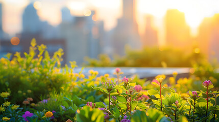 Urban Oasis Rooftop Garden | Lush Plants & Colorful Flowers