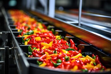 Food production process in a plant. Production of peppers