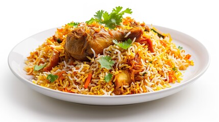 Bombay Biryani in White Plate Traditional Spicy