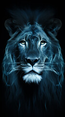 Image of a lion in x-ray photography style.