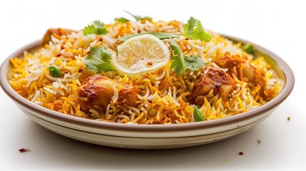 Bombay Biryani on Isolated White Background 8K