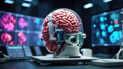 Modern Brain Study Laboratory and Monitors EEG Reading