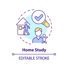 Home study multi color concept icon. Social worker home visit. Family assessment. Legal process of adoption. Round shape line illustration. Abstract idea. Graphic design. Easy to use