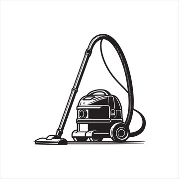 recommend clip art: Silhouette of a vacuum cleaner isolated on white background