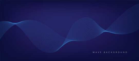 Abstract modern blue gradient banner with wavy lines