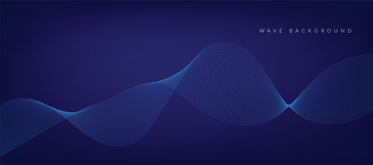 Vector data technology background. Dotted halftone waves connecting dots and lines on a blue background.