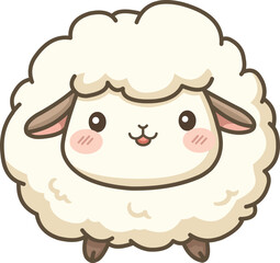 Smiling sheep lamb in a kawaii style
