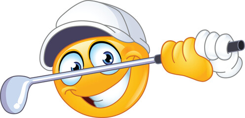 Golf player emoji emoticon with club taking a shot