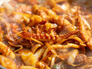  Stir fried spicy vegetable octopus  