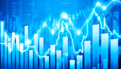Stock market trading growth graph chart. 3d illustration.