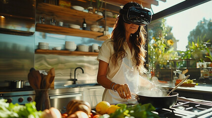 Augmented reality cooking classes led by celebrity chefs in your kitchen - obrazy, fototapety, plakaty