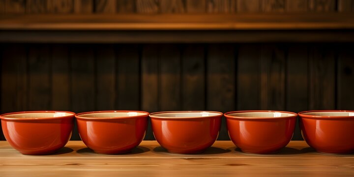 Row of Soup Bowls Ready for Donation to Those in Need. Concept Food donation, Community support, Helping others, Giving back, Fighting hunger