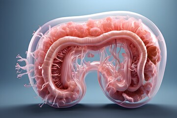 3d render of human small intestine - obrazy, fototapety, plakaty