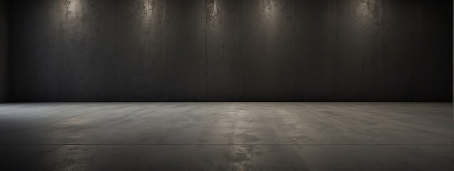 Amazing panoramic view of black concrete wall texture rough cement retro background vintage from Generative AI