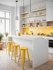 Modern Simplicity, Scandinavian Kitchen Bar in Pristine White