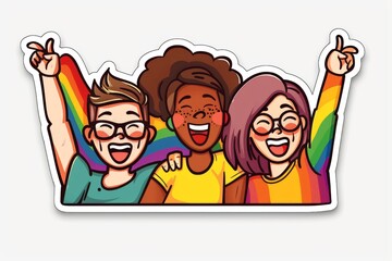 LGBTQ Sticker love confidence design. Rainbow harvey milk sticker motive darling diversity Flag illustration. Colored lgbt parade demonstration pronoun affirmation. Gender speech and rights chapter - obrazy, fototapety, plakaty