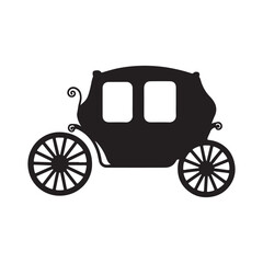 Black silhouette of a Horse Drawn Carriage in a white background(1)