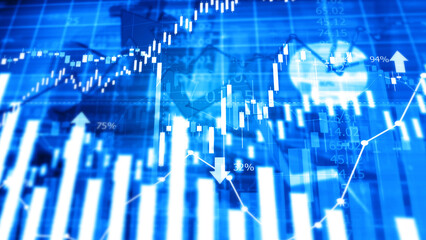 Stock chart shows profit gain. 3d illustration..