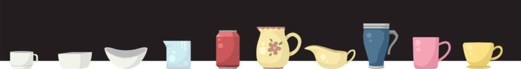 Kitchenware,  glassware dish or shelves at kitchen with Wine glass and cup, teapot. Kitchenware and utensil
