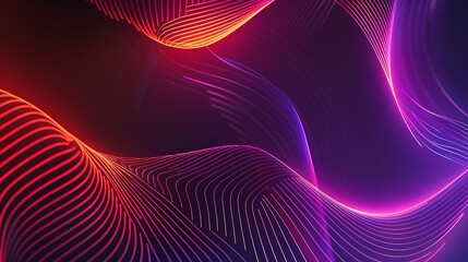 Abstract red purple gradient geometric background. Neon light curved lines and shape with colorful graphic design. Generative Ai