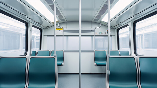 a blue seats in a train