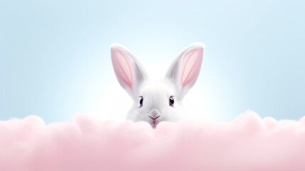 a white rabbit with pink ears